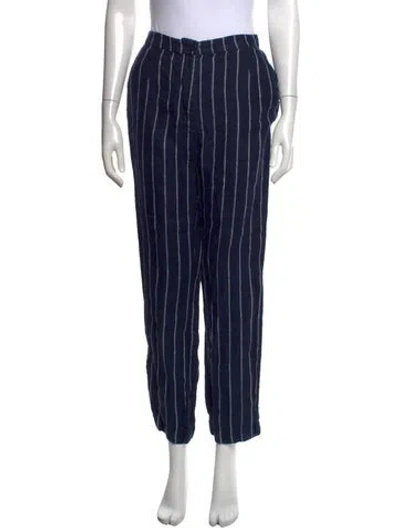 Pre-owned Reformation Linen Straight Leg Pants In Blue