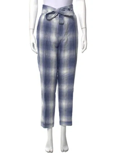 Pre-owned Reformation Linen Straight Leg Pants In Blue