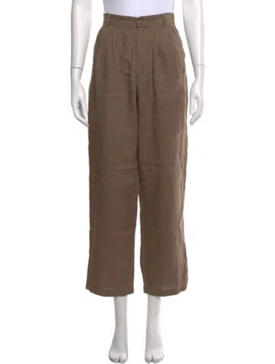 Pre-owned Reformation Linen Straight Leg Pants In Brown