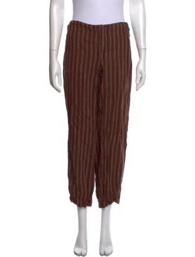 Pre-owned Reformation Linen Straight Leg Pants In Brown