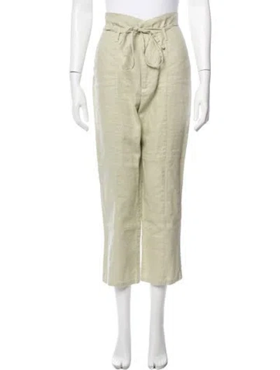 Pre-owned Reformation Linen Straight Leg Pants In Green