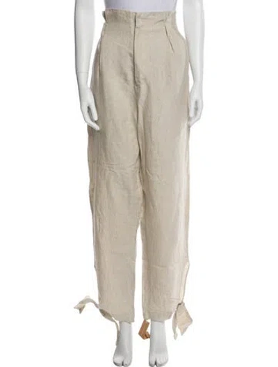 Pre-owned Reformation Linen Straight Leg Pants In Neutral