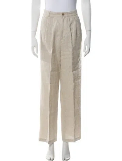 Pre-owned Reformation Linen Straight Leg Pants In Neutral