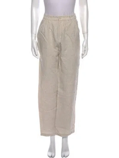 Pre-owned Reformation Linen Straight Leg Pants In Neutral
