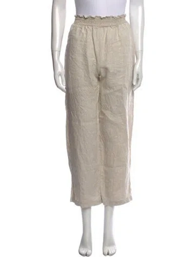 Pre-owned Reformation Linen Straight Leg Pants In Neutral