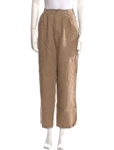 Pre-owned Reformation Linen Straight Leg Pants In Neutral