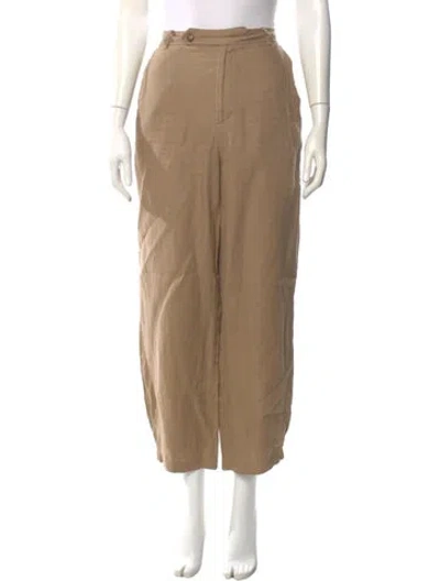 Pre-owned Reformation Linen Straight Leg Pants In Neutral