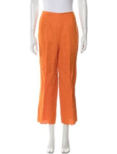 Pre-owned Reformation Linen Straight Leg Pants In Orange
