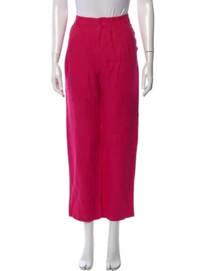 Pre-owned Reformation Linen Straight Leg Pants In Pink