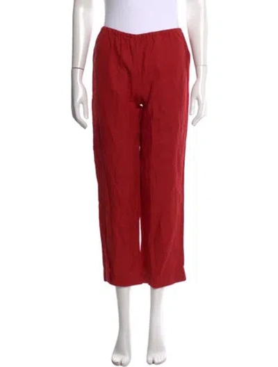 Pre-owned Reformation Linen Straight Leg Pants In Red