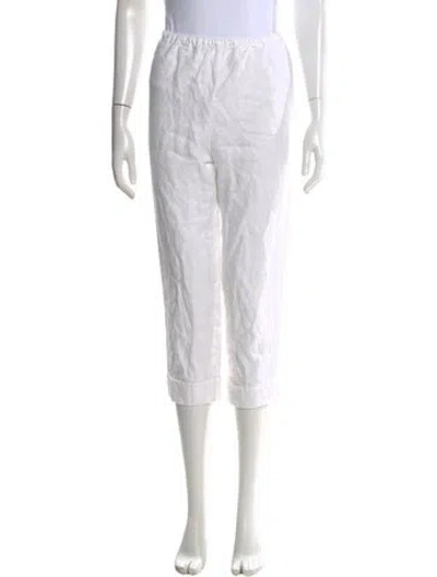 Pre-owned Reformation Linen Straight Leg Pants In White