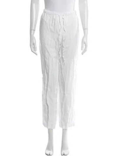 Pre-owned Reformation Linen Straight Leg Pants In White