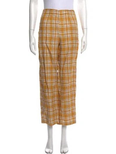 Pre-owned Reformation Linen Straight Leg Pants In Yellow