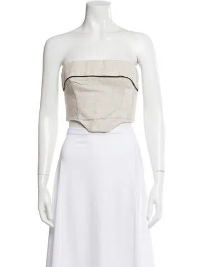 Pre-owned Reformation Linen Strapless Crop Top In White