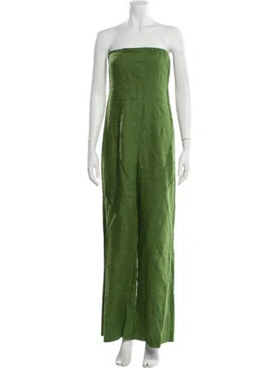Pre-owned Reformation Linen Strapless Jumpsuit In Green