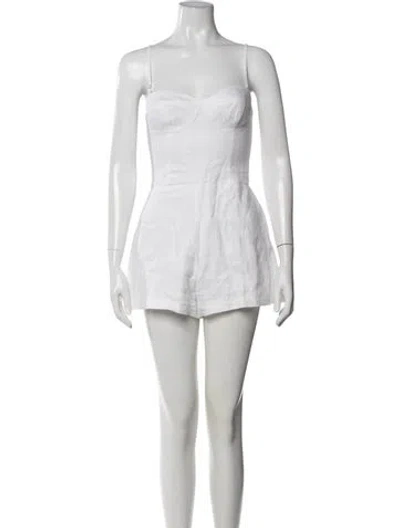 Pre-owned Reformation Linen Strapless Romper In Neutrals