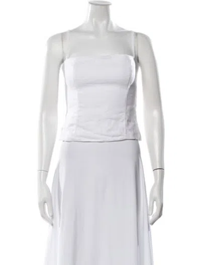 Pre-owned Reformation Linen Strapless Tank Top In White