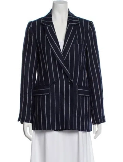 Pre-owned Reformation Linen Striped Blazer In Blue
