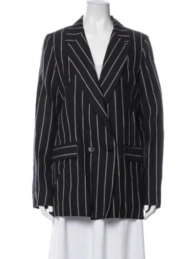 Pre-owned Reformation Linen Striped Blazer In Blue