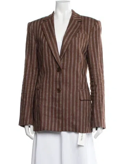 Pre-owned Reformation Linen Striped Blazer In Brown