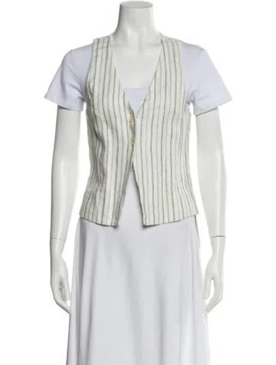 Pre-owned Reformation Linen Striped Blazer In Neutral
