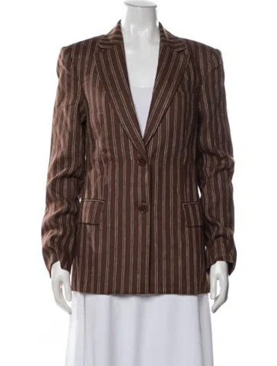 Pre-owned Reformation Linen Striped Blazer W/ Tags In Brown