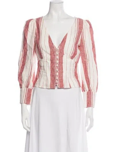 Pre-owned Reformation Linen Striped Blouse In Multicolor