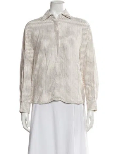 Pre-owned Reformation Linen Striped Blouse In Neutral