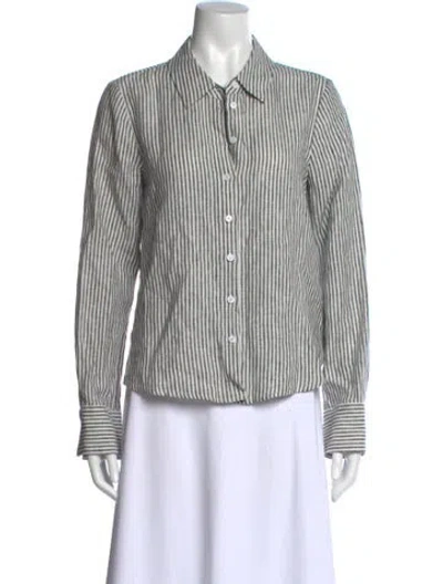 Pre-owned Reformation Linen Striped Blouse W/ Tags In White