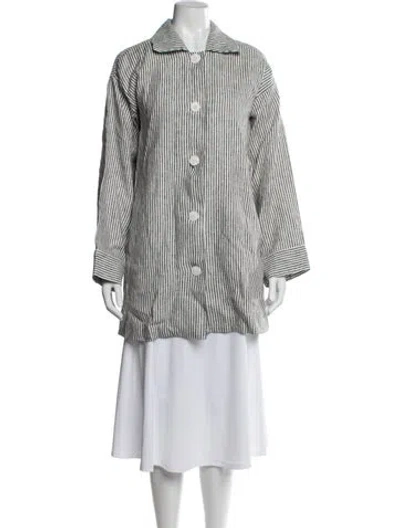 Pre-owned Reformation Linen Striped Jacket W/ Tags In Blue