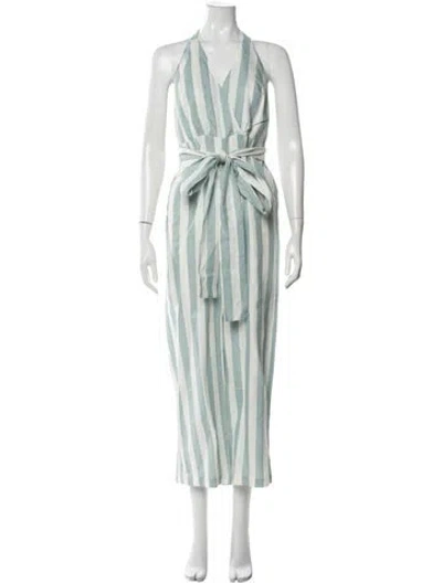 Pre-owned Reformation Linen Striped Jumpsuit
