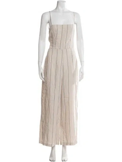 Pre-owned Reformation Linen Striped Jumpsuit In Neutral