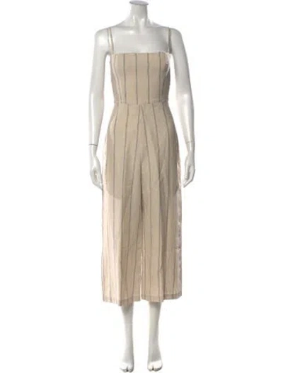 Pre-owned Reformation Linen Striped Jumpsuit In Neutrals