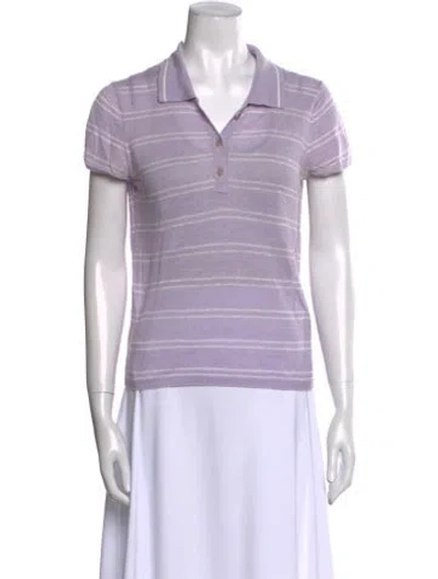 Pre-owned Reformation Linen Striped Polo In Purple