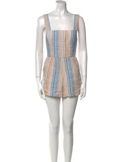 Pre-owned Reformation Linen Striped Romper In Neutral