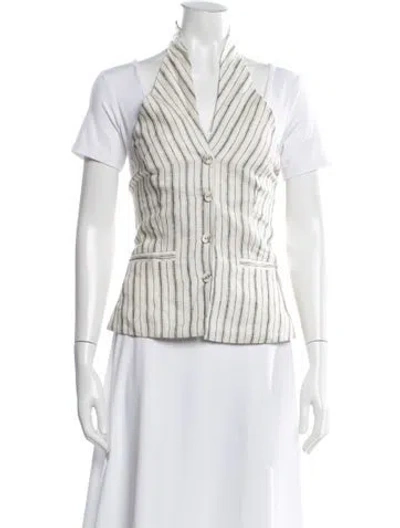 Pre-owned Reformation Linen Striped Vest W/ Tags In White