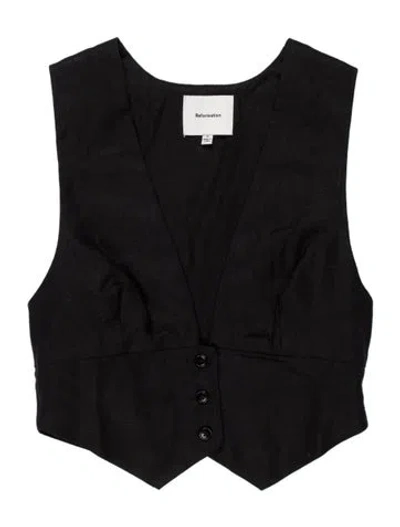 Pre-owned Reformation Linen Vest In Black