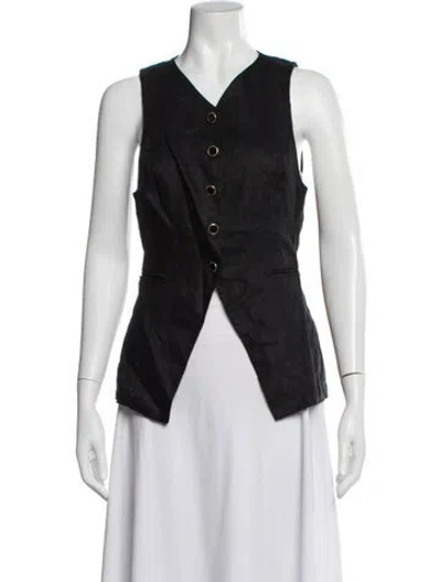 Pre-owned Reformation Linen Vest In Black