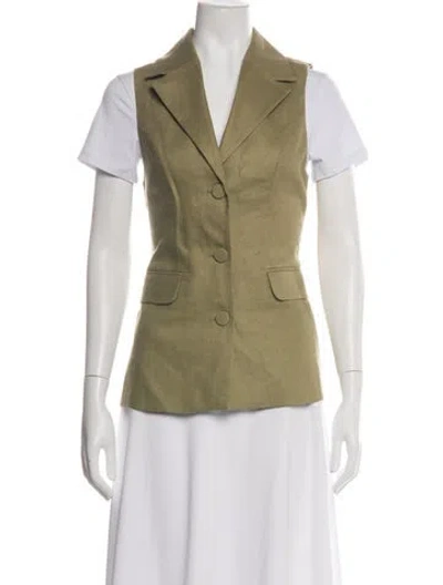 Pre-owned Reformation Linen Vest In Green