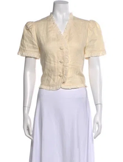 Pre-owned Reformation Linen V-neck Blouse In Neutral