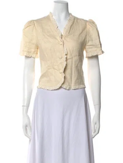 Pre-owned Reformation Linen V-neck Blouse In Neutral