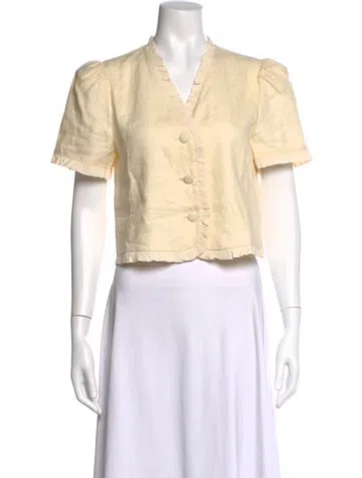 Pre-owned Reformation Linen V-neck Blouse In Neutrals