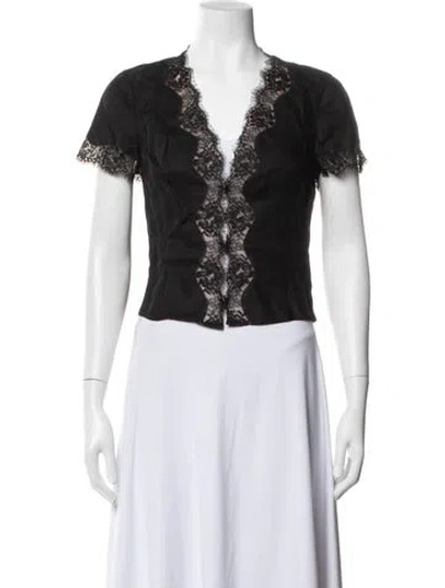 Pre-owned Reformation Linen V-neck Blouse W/ Tags In Black
