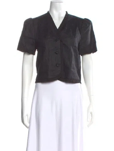 Pre-owned Reformation Linen V-neck Blouse W/ Tags In Gray
