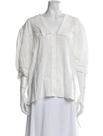 Pre-owned Reformation Linen V-neck Blouse W/ Tags In White
