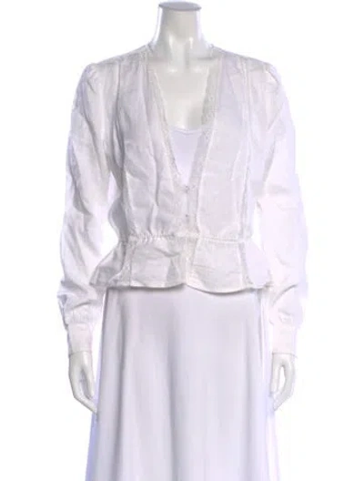 Pre-owned Reformation Linen V-neck Blouse In White