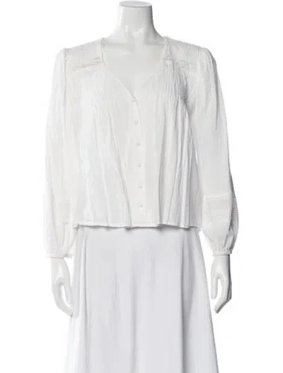 Pre-owned Reformation Linen V-neck Blouse In White