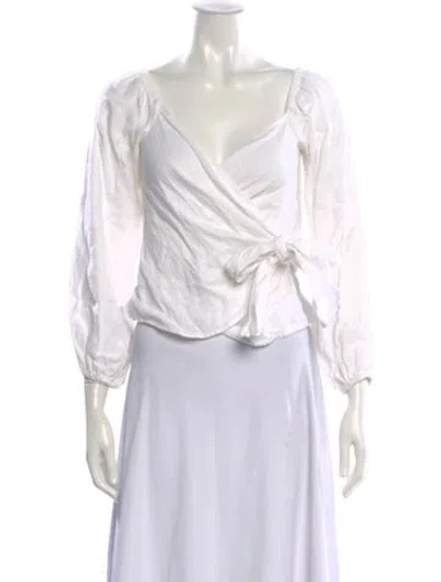 Pre-owned Reformation Linen V-neck Blouse In White