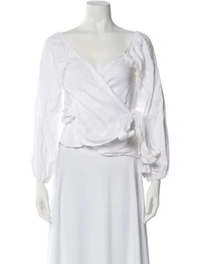 Pre-owned Reformation Linen V-neck Blouse In White
