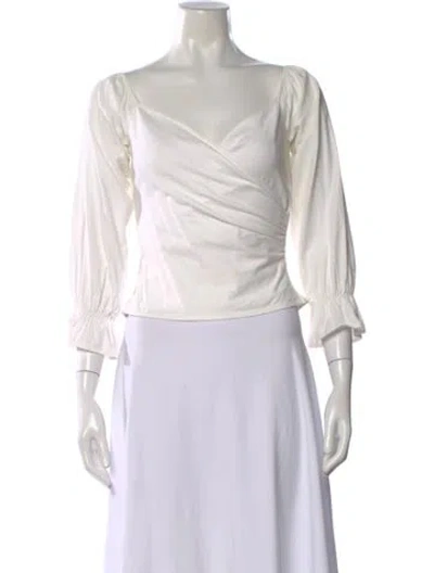 Pre-owned Reformation Linen V-neck Blouse In White